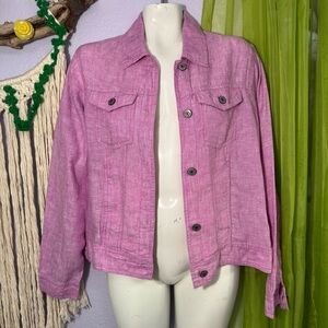 💐 JNY 100% Linen Pink Button-Up Jacket 💐
Size S Lightweight